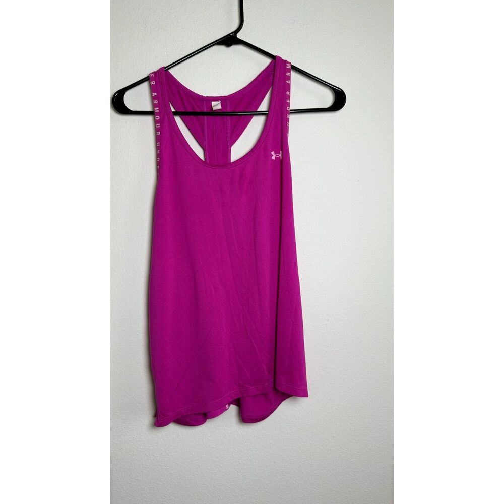 Under Armour HeatGear Women’s Small Pink Racerback Logo Strap Workout Tank Top